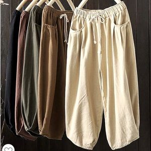 Cotton drawstring ballon pants